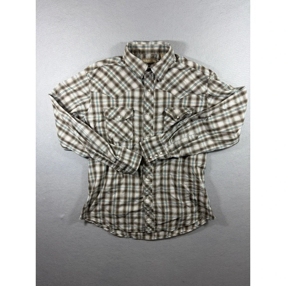 Wrangler Pearl Snap Western Aztec Long Sleeve Mens Shirt Size L